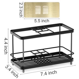 Toothbrush Holders for Bathroom Stainless Black Toothpaste Stand Bathroom Accessories Organizer Countertop Wall Mount