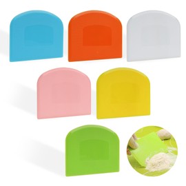 6 Pack Dough Scrapers - Plastic Dough Scrapers, Bench Scrapers, Pastry Scrapers, Food Scrapers, Pizza Dough Cutter, Bread Scraper, Kitchen Scrapers for Baking Food Preparation