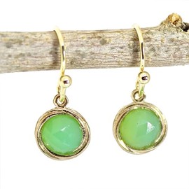 Jade earrings, Stone gold dangle earrings, Green stone gold earrings for women, Gemstone gold plating earrings, Everyday earrings, Birthstone earrings (jade)