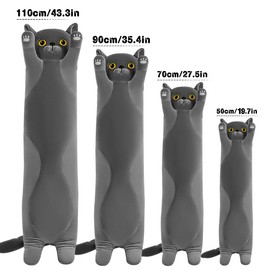 Mikytoper Cute Cat Plush Pillow - Long Cat Plush Stuffed Animals Plushie Pillow Soft Cat Pillow Plush for Kids Adult Kawaii Gift for Birthday Christmas Children's Day(grey, 50cm)