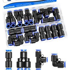 mxuteuk 30pcs 6mm OD Pneumatic Push to Connect Fittings Pneumatic Fittings Kit Push to Connect Tube Fittings Copper Pneumatic Fittings