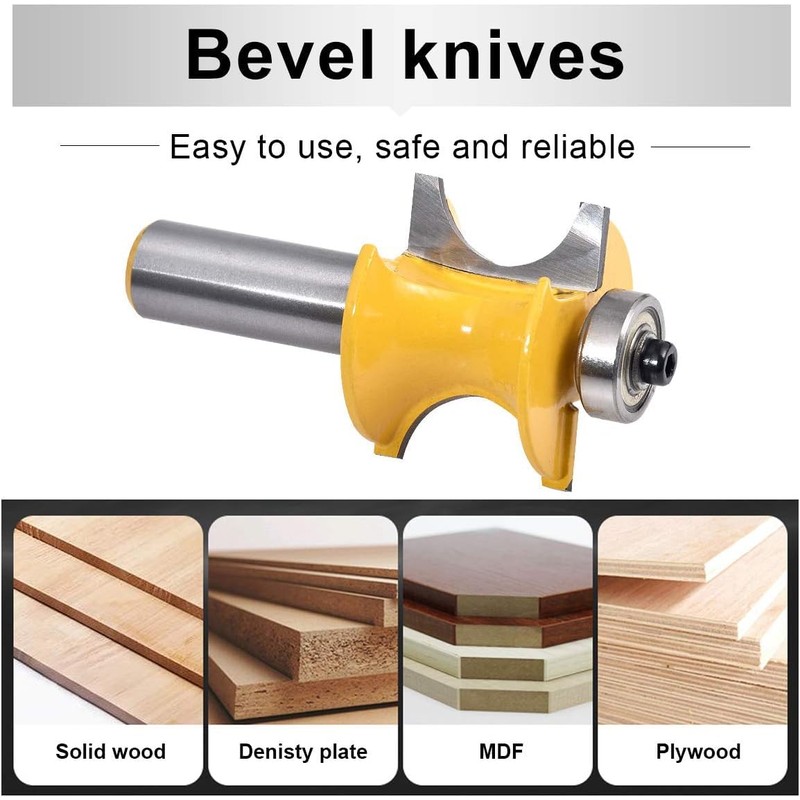 HOHXEN 1/2'' Shank Bullnose Router Bit,3/4'' Dia Half Round Blade,for