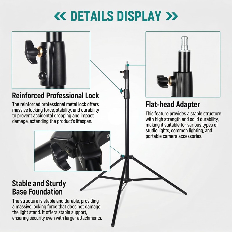 NiceFoto SL-280B Studio Light Stand Professional Grade 260cm Adjustable Tripod