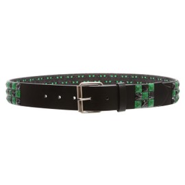 Snap On 1 1/2"-38mm Checkerboard Punk Rock Studded Belt, Green/Black | m 33"-35"