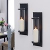 Danya B Metal Pillar Candle Sconces with Glass Inserts -