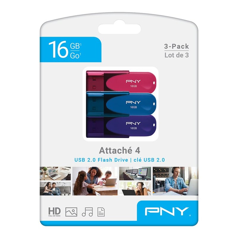 PNY 16GB Attaché 4 USB 2.0 Flash Drive 3-Pack