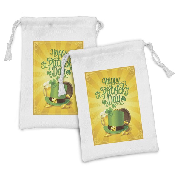 Ambesonne Irish Pub Fabric Pouch Set of 2, St Patrick's