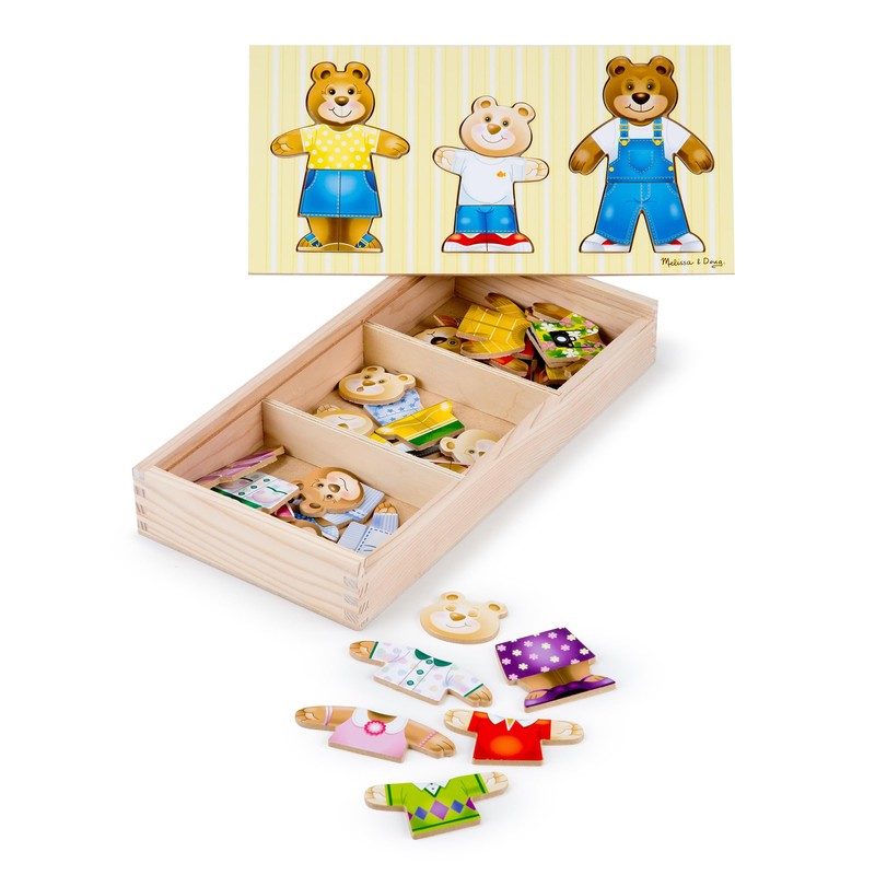Melissa & Doug Wooden Bear Family Dress-Up Puzzle, 45 Pieces