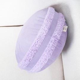 Hodeco Round Throw Pillow 16x16 Macaron Shape No Zipper Design Down-Like Polyester Filling Super Soft Feather-Like Touching Floor Pillow 40x40cm Home Décor Circle Cushion for Couch, Purple, 1 Piece