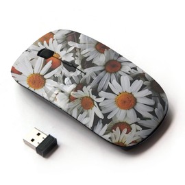KawaiiMouse [ Optical 2.4G Wireless Mouse ] Daisies Flowers Sun Field Vintage