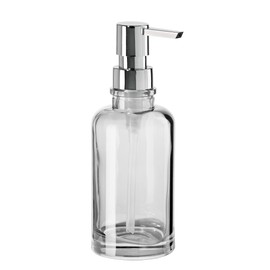OGGI Round Glass Soap Dispenser - 10oz, Heavy Glass, Rustproof Pump - Ideal Hand Soap Dispenser, Bathroom Soap Dispenser, Kitchen Dish Soap Dispenser, Hand Sanitizer Dispenser, Gray/Chrome