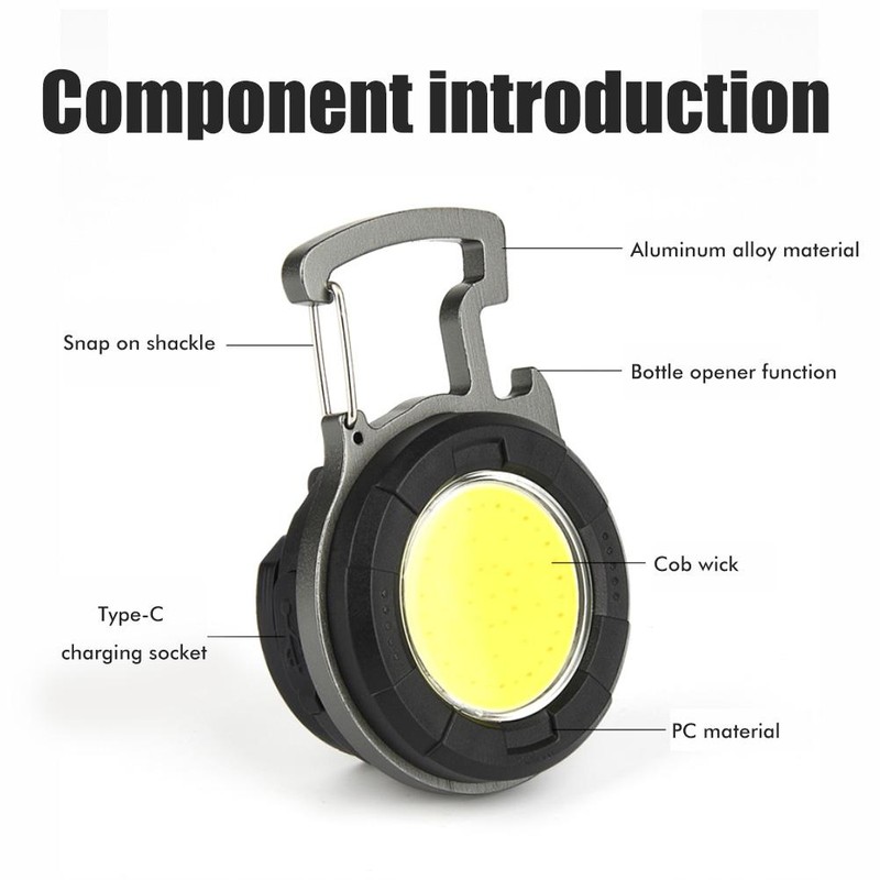 LED Mini Keychain Light Portable Rechargeable 800lm COB Keychain Flashlights