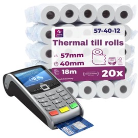 LYNNE PAYMENT SOLUTIONS Premium Till Rolls 57x40 - PDQ Rolls for Credit Card Machine – Thermal Paper roll for Receipt - 57mm x 40mm BPA Free (Pack of 20)
