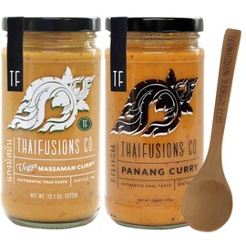 Thaifusions Curry Sauce Gift Set | Panang & Vegan Massaman Sauces with Tasting Spoon Bundle by Gifts from the Pacific Northwest