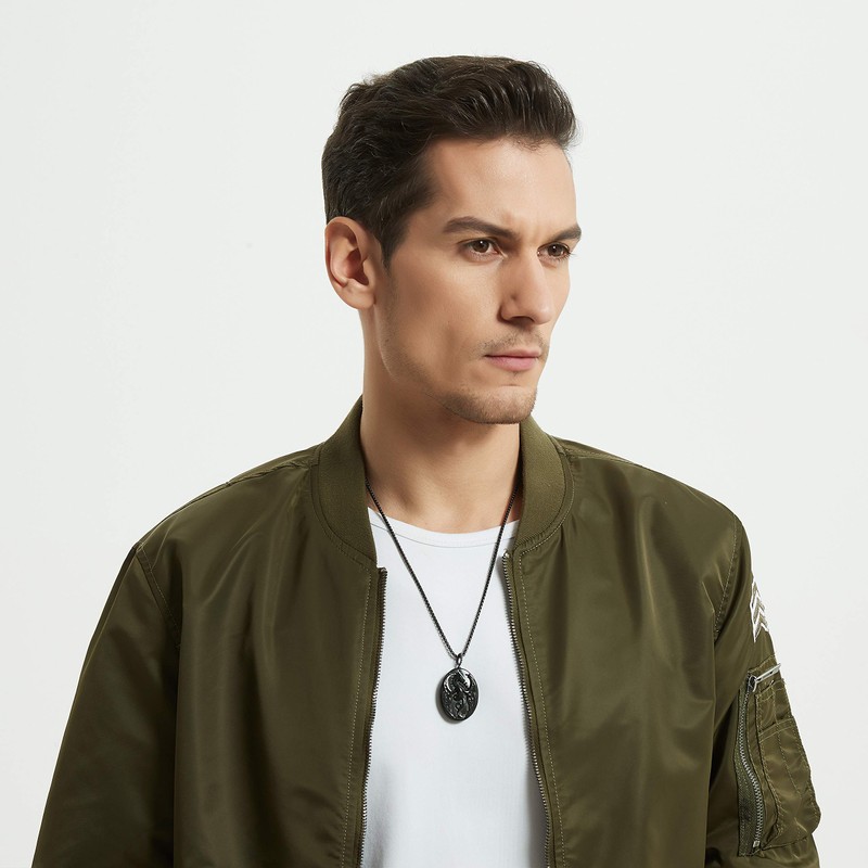 COAI Women's Men's Black Obsidian Necklace Dragon Necklace for Men