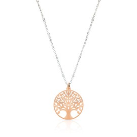 SAGA GIOIELLI® Women's Necklace Stainless Steel Tree of Life Rose, Alloy Steel