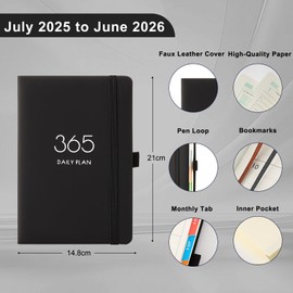 2025-2026 A5 2025-2026 Diary Day to Page Daily Planner Plan Your Year from July 2025 to June 2026 with Monthly Tabs, Colorful Page Design, Pen Loop and Back Pocket