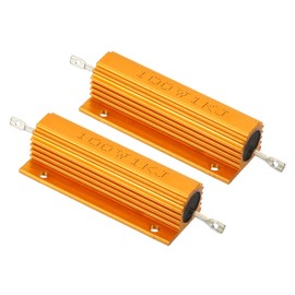 PATIKIL Pack of 2 100W 1K Ohm Aluminium Case Resistor Housing Wire Resistors Screw Tap Power Resistor Gold Tone
