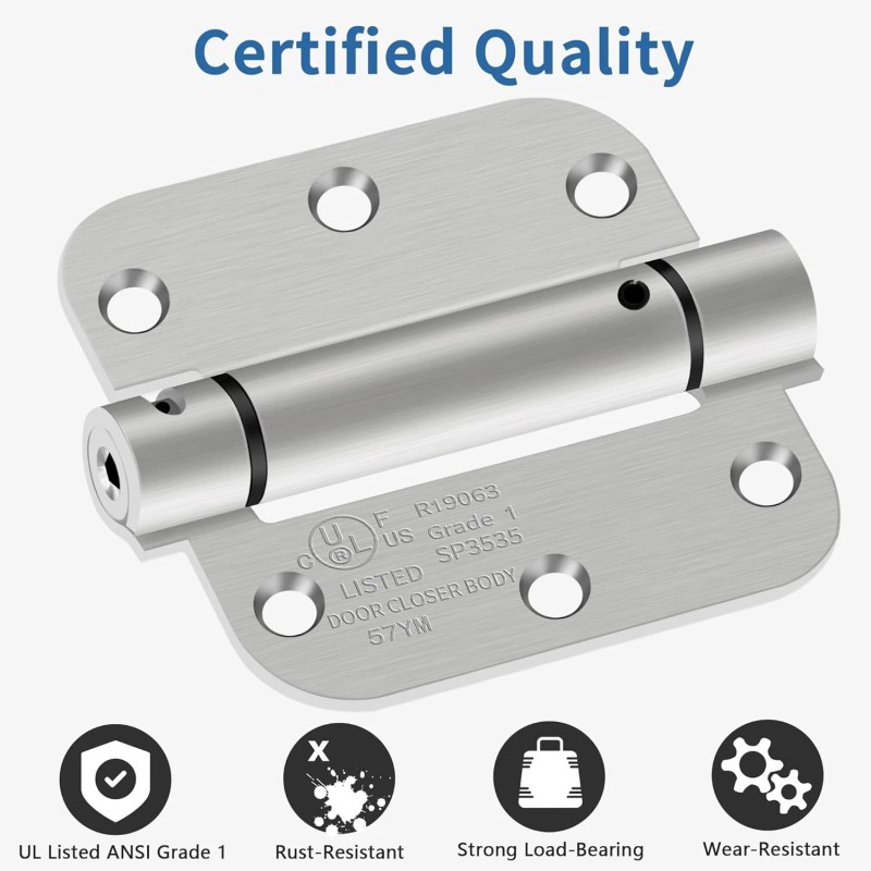 IOQ 4 Pack 3.5 Inch Self Closing Door Hinges 5/8"