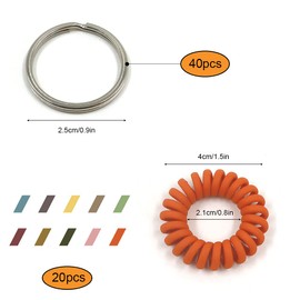 20 pcs Mix Colorful Elastic Wrist Keychain, Plastic Spring Flexible Spiral Coil Stretchable, Wristlet Band Bracelet, Phone Cord Hair Ties Rope Wristband, Plastic