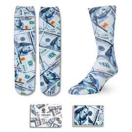 Zmart 100 Dollar Gifts - Money Cash Gifts Ideas, Accountant Socks for Men, Money Dollar Socks