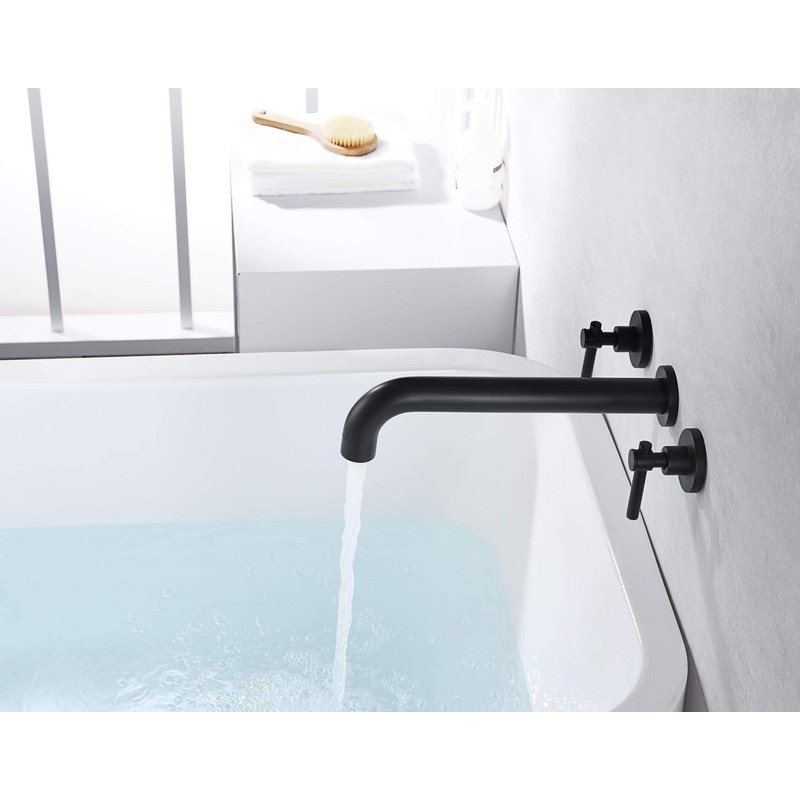 Wall Mount Tub Filler Matte Black Tub Faucet High Flow