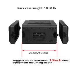 ROOMEDAL Waterproof DJ Rack Mount Case 4U Shockproof Audio Mixer Amp Box 2025 New - 4U-Depth: 10 inches