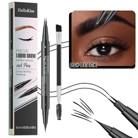 Hellokiss two-pronged eyebrow pencil waterproof and sweat-proof wild eyebrow double-headed 2in1 eyebrow pencil liquid - Color: 05#BLACK