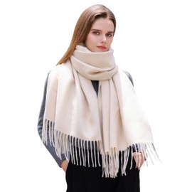 Longwu Ladies Scarf for Women Winter Scarves Wraps Warm Pashmina Shawl Reversible Color Large ladies gifts-Beige