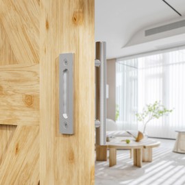 CCJH 9.5" Stainless Steel Sliding Barn Door Handles Pull Flush Hardware Set,Double Side for Gates Garages Sheds Furniture