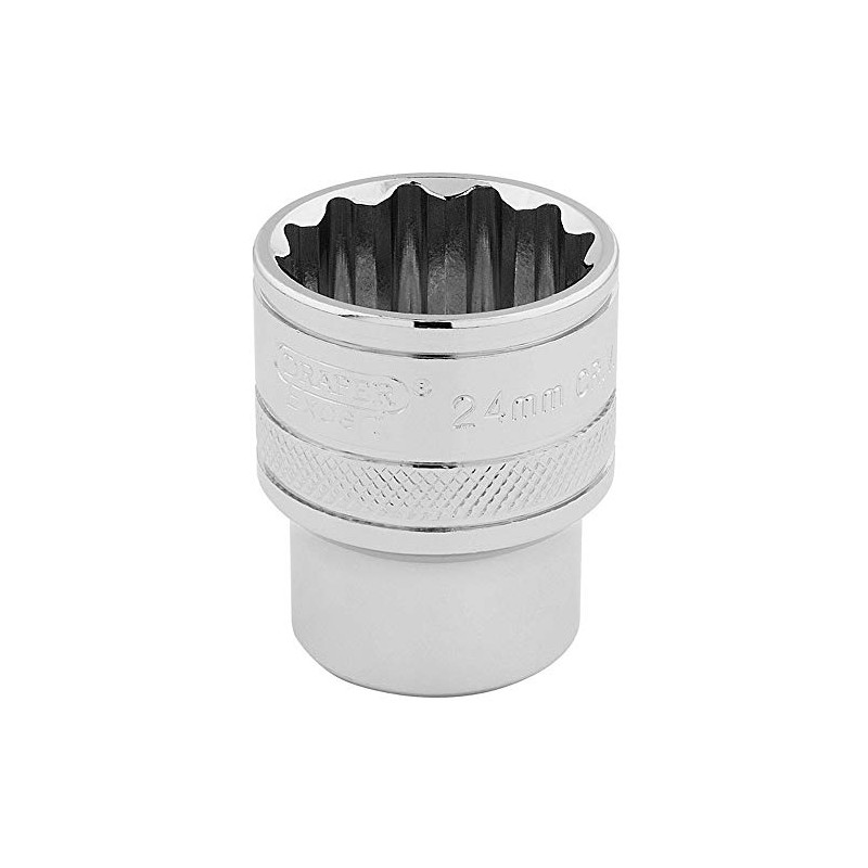 Draper 33372 1/2" Square Drive 12 Point Socket, 24mm Size