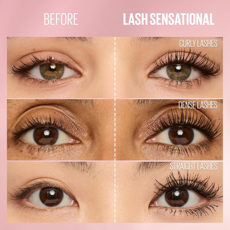 Maybelline Lash Sensational Washable Mascara, Blackest Black, 0.32 fl. oz.