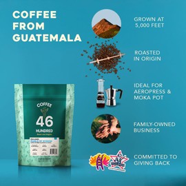 COFFEE 46 HUNDRED® Fraijanes Whole Bean Coffee – Fresh Roasted in Origin Specialty Grade Single Origin Arabica – Medium Roast Gourmet Coffee Beans – Nutty Cocoa Notes – High Altitude volcanic soil - Small Batch Craft Coffee – 11 oz