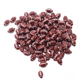 120 Pieces Football Beads Acrylic Sports Beads with Big Hole and 1 Roll Elastic String for Bracelets Necklaces Earrings Hair Ties Keychain Craft Making