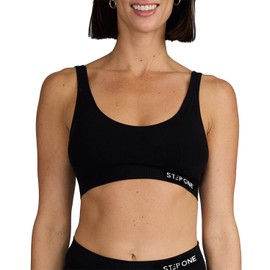 STEP ONE Smoothfit Bra. Ultra-Soft Women's Everyday Bra, Lifts & Supports and Feels Invisible on, Breathable Bamboo Moisture Wicking with Removable Cups Black XS
