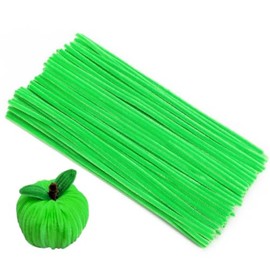 Bundooraking Apple Green Pipe Cleaners for Crafts – 12in Chenille Stems, Art and Craft Supplies for DIY Projects, Decorations, and Creative Crafting