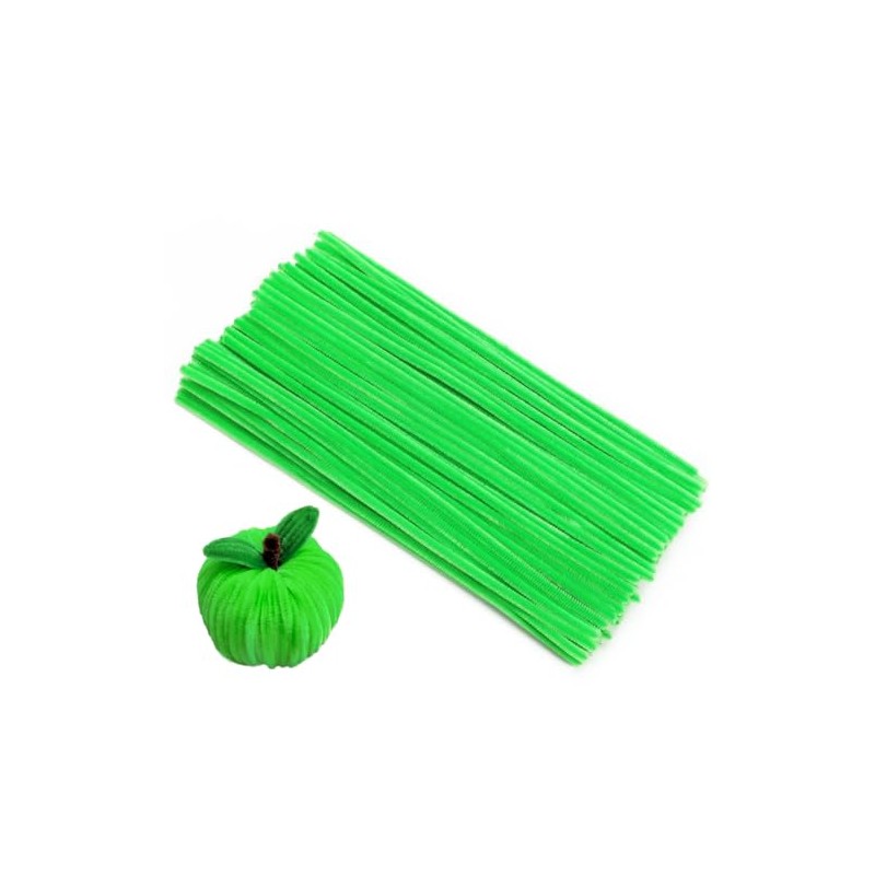 Bundooraking Apple Green Pipe Cleaners for Crafts – 12in Chenille