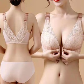GRECERELLE Elegant Lace Bra Front-Closure - Stylish, Comfortable, and Perfect for Everyday Wear (Yellow, 80AB)
