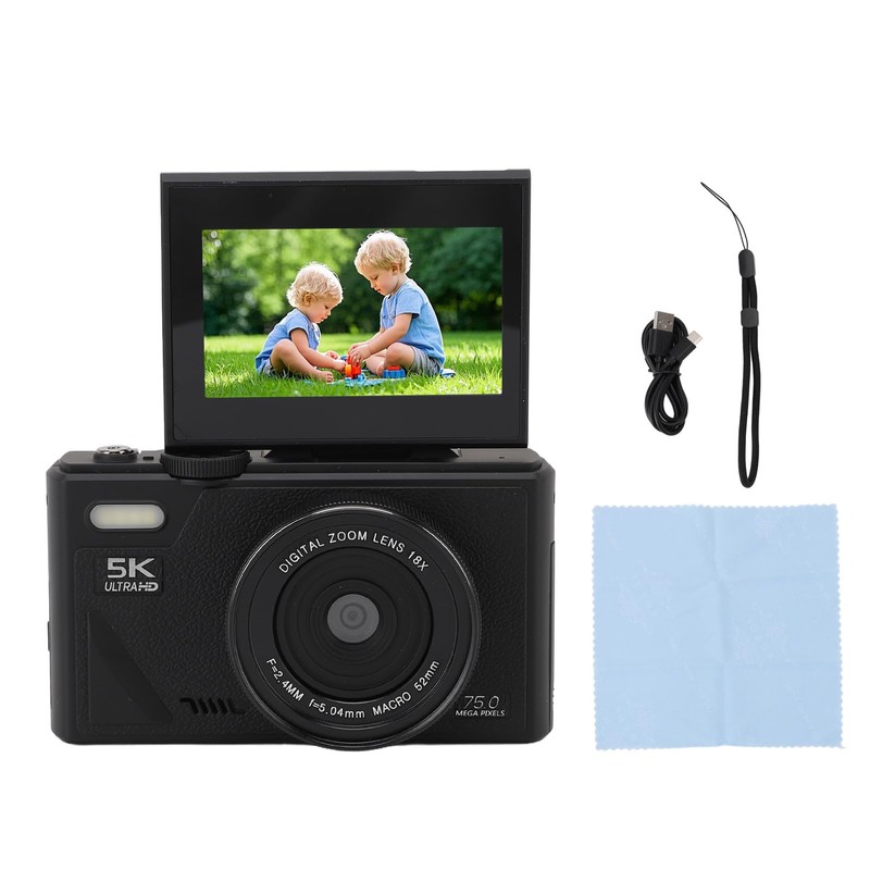 5K Digital Camera, 18X Zoom Retro Mirrorless Camera with 3