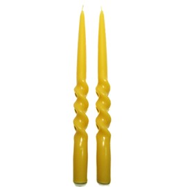 BCandle 100% Pure Beeswax Spiral Twist Taper Candles (Set of 2) Organic - 10 Inches Tall, 5/8 Inch Diameter, Hand Made