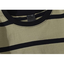 Emo Short Sleeve Oversized T Shirts for Women Men Crewneck Color Block Stripe Tops Grunge Aesthetic Goblincore Clothes (Green,XL)