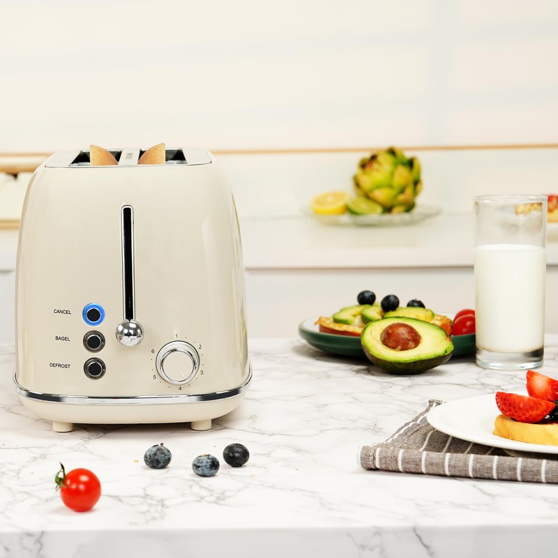Roter Mond 4 Slice Toaster Retro Stainless Steel Toaster with