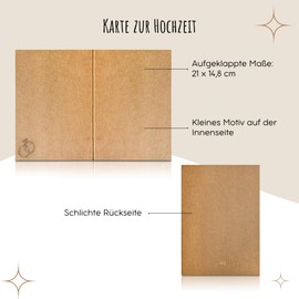 møij Wedding Card Made of Kraft Cardboard with Golden Hot Foil Embossing – For Wedding – Includes Envelope and Wax Seal