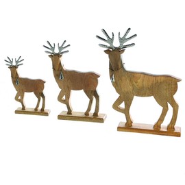 Deer Reindeer Audra, Wood, brown, 27 cm Decorative Figure Sculpture