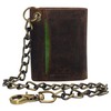 Men's RFID Blocking Trifold Vintage Leather Biker Chain Wallet With