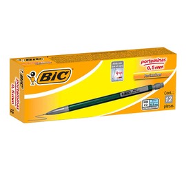 BIC, Portaminas de 0.5 mm, Escritura Precisa, Lapicero de Punta Fina, 12 piezas y 3 Minas Incluidas