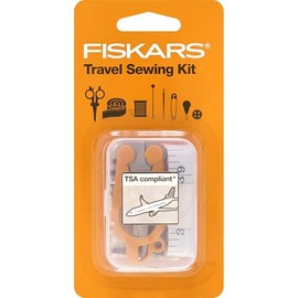 Fiskars - Kit de costura de viaje de 27 piezas con estuche, suministros para manualidades, color naranja
