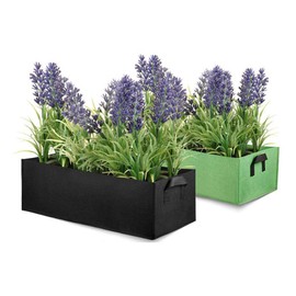 2Pcs Rectangular Garden Grow Bags With Handles, Thickened Fabric Square Planting Planter Pot Containers For Outdoor Indoor Flowers Vegetables Tomatoes Potatoes (Black + Green, 50*30*20cm)