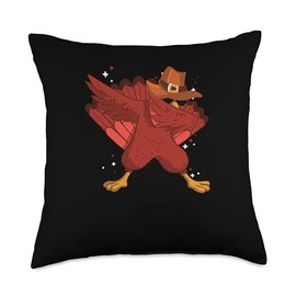 Thanksgiving Decor Turkey Bacon Pilgrim Costume Turkey Thanksgiving Day Pilgrim Pioneer Dab Dance Throw Pillow, 18x18, Multicolor