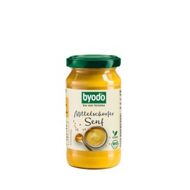 Organic Mustard Medium Sharp in Glass 200 ml - Byodo | Natural and Gluten Free, Ideal for Dressings & Dips, Vegan Mustard from Organic Cultivation